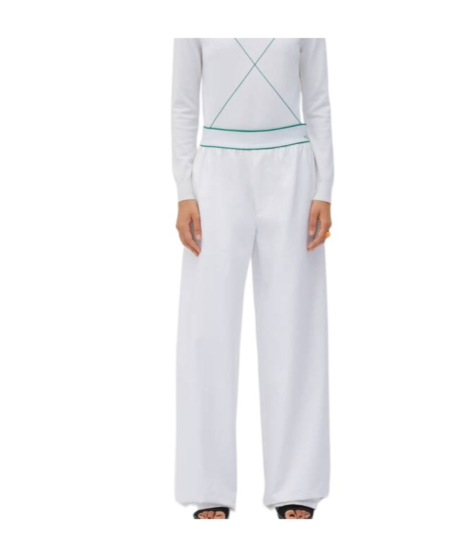 Shop Bottega Veneta High-waist Wide-leg Trousers In White