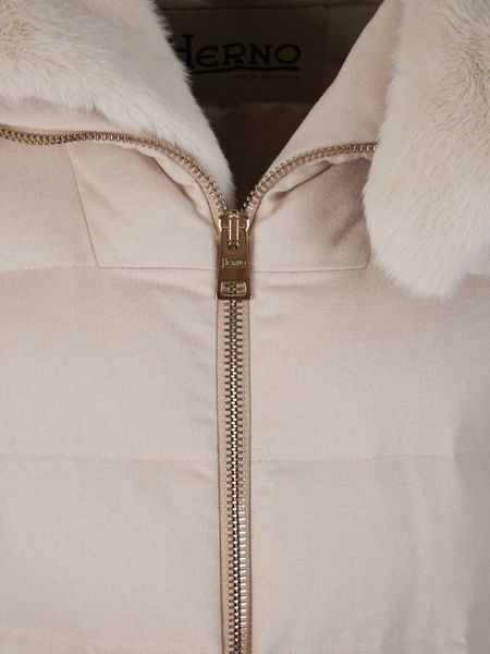 Herno Zip-up Quilted Padded Long Jacket In Nude