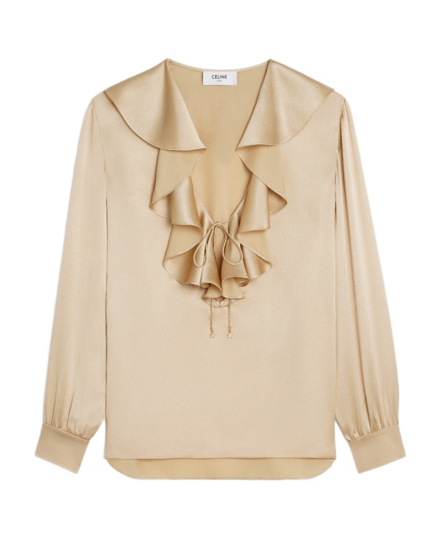 Celine Long-sleeved Shirt In Nude