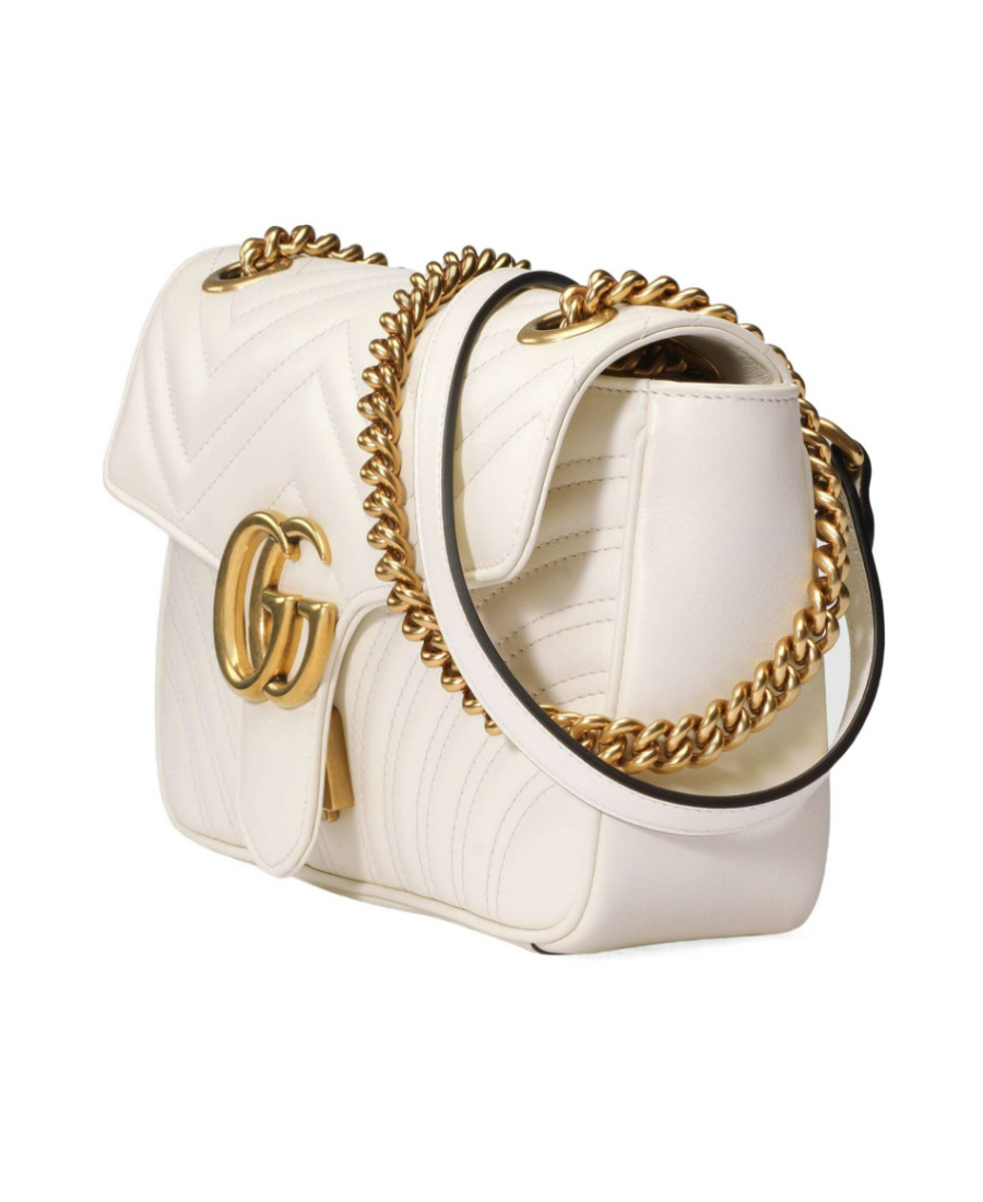 Gucci Gg Marmont Small Shoulder Bag In White