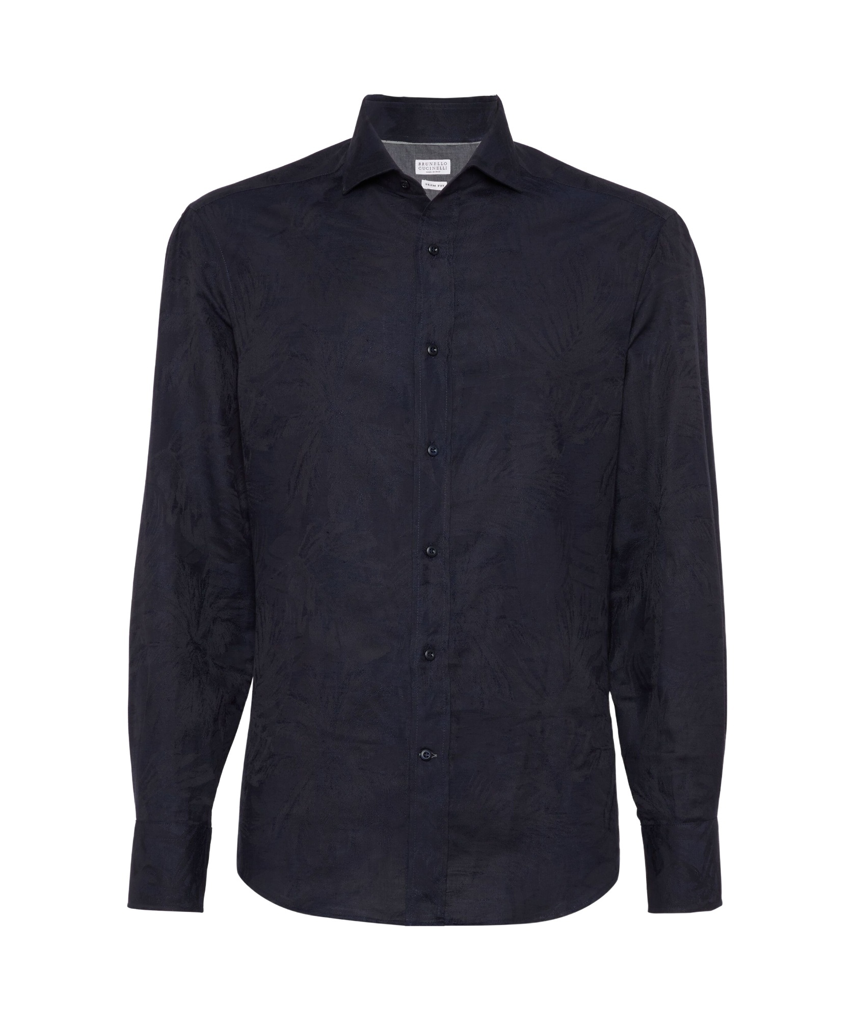 Brunello Cucinelli Patterned-jacquard Long-sleeve Shirt In Black