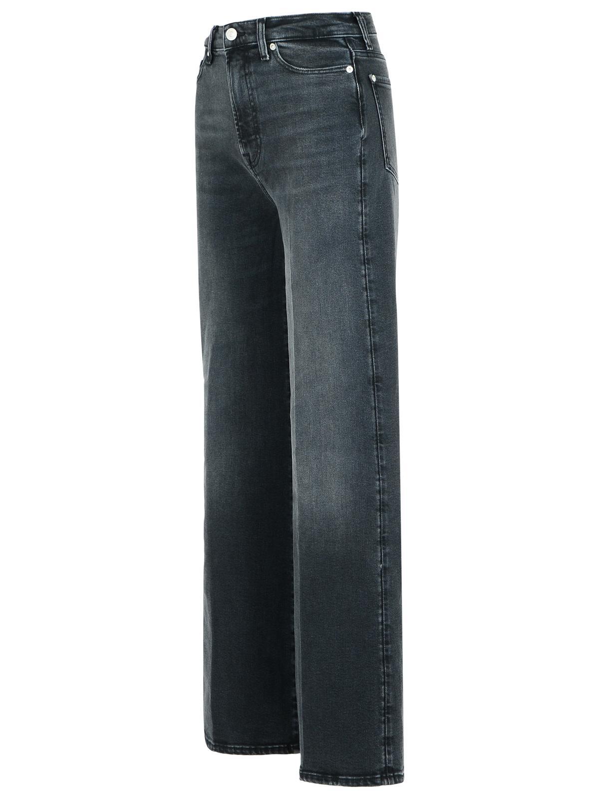 7 For All Mankind Black Cotton Blend Jeans In Blue