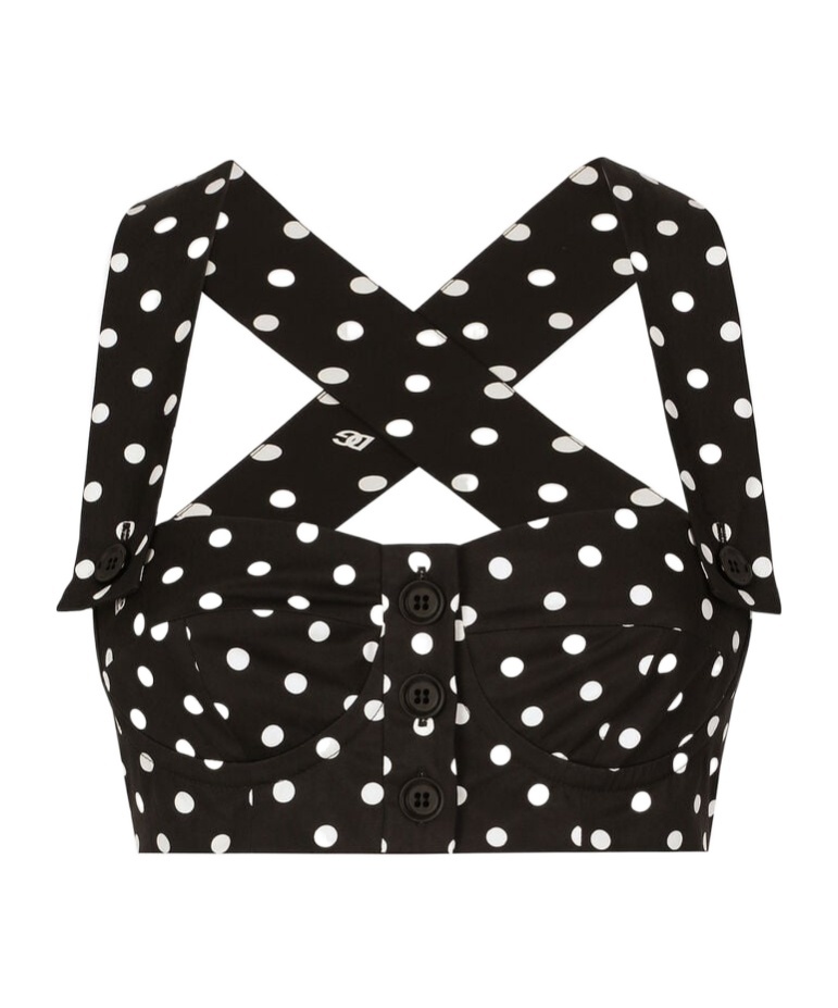 Shop Dolce & Gabbana Polka-dot Corset Top In Black
