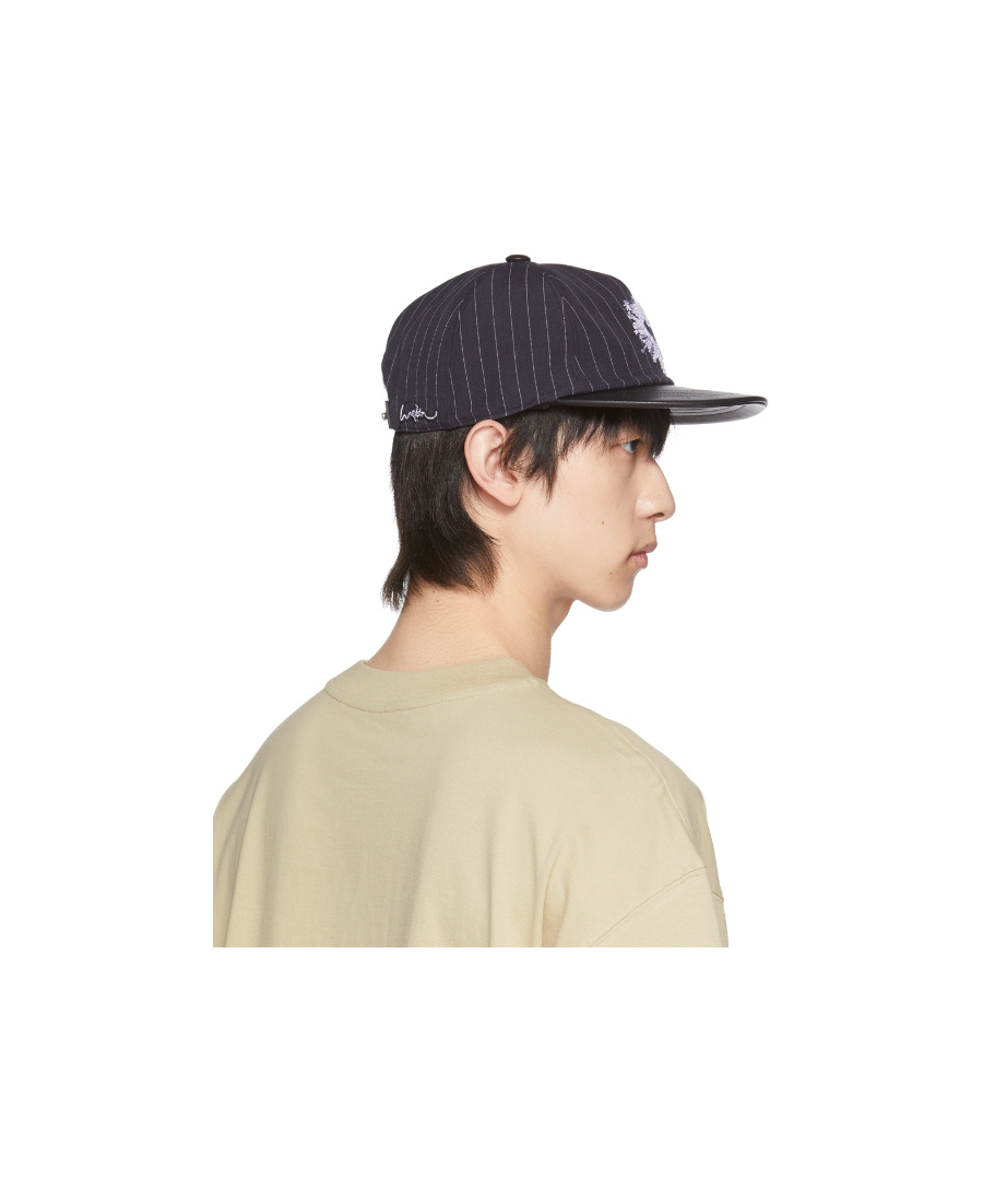 We11 Done Navy Heart Embroidery Stripe Cap In Nude