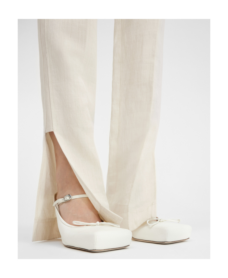 Jacquemus Side Split Straigh-leg Pants In White