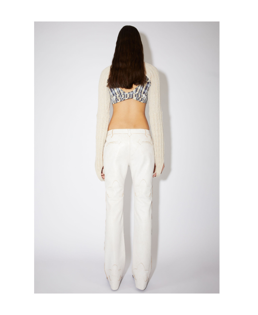 Acne Studios Spliced Leather Trousers In White
