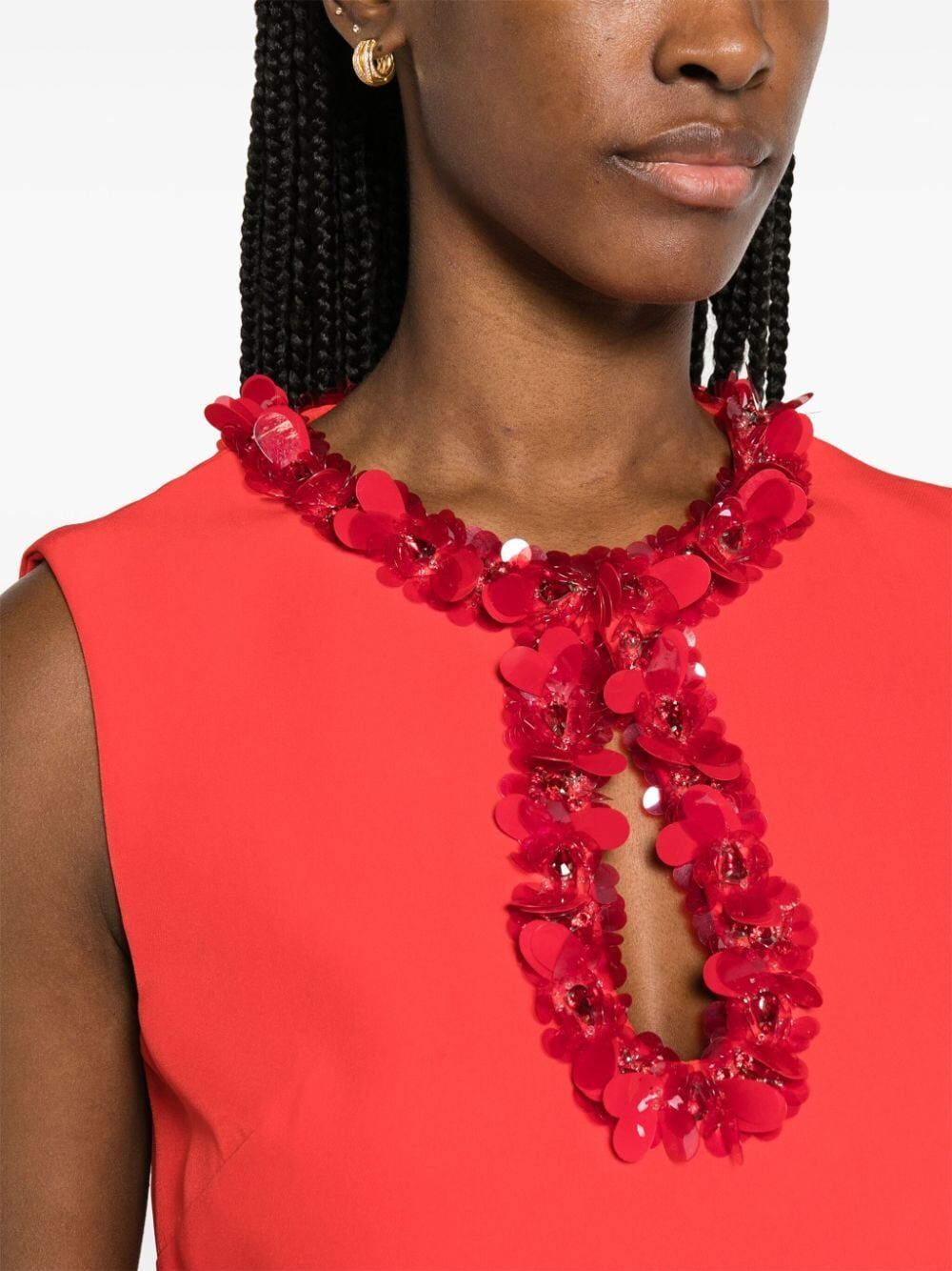 P.a.r.o.s.h Puppy Bead-embellished Column Dress In Red