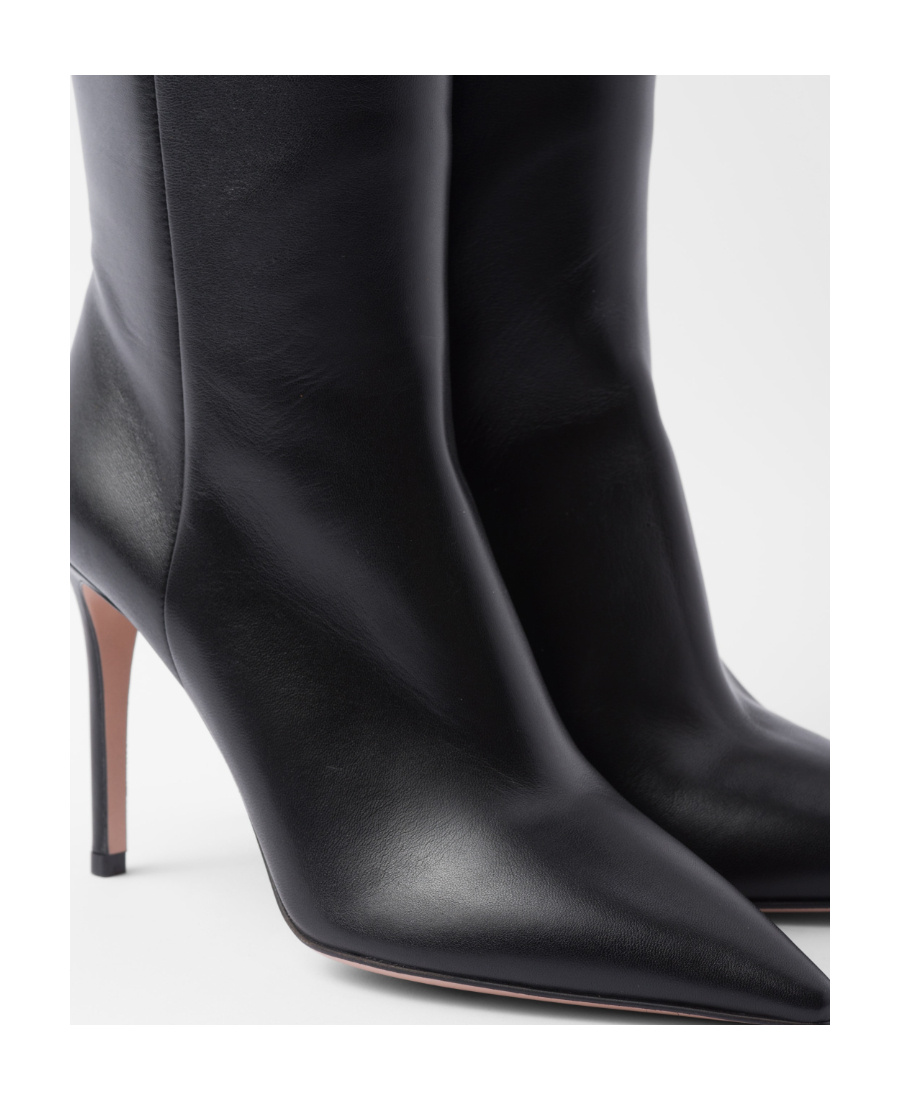 Prada 95mm Knee-high Nappa Leather Boots In Black