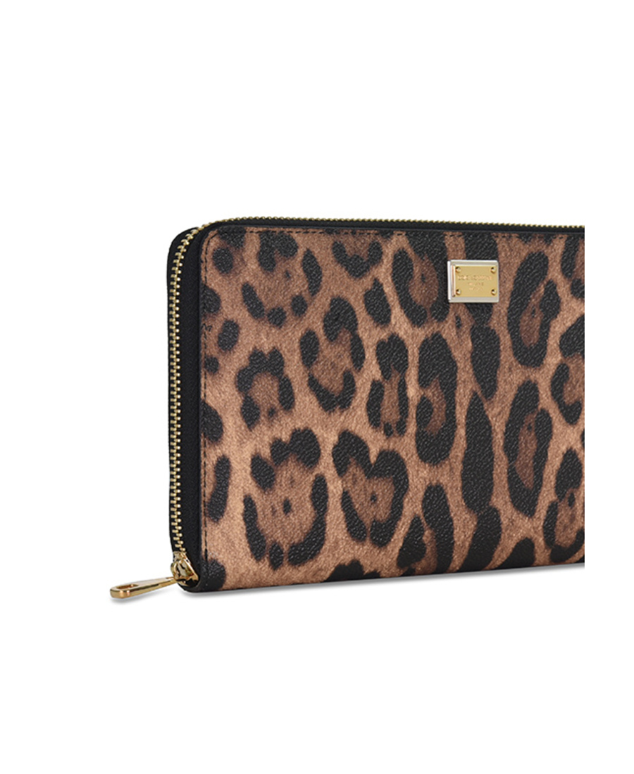 Dolce & Gabbana Leopard Print Long Purse In Brown