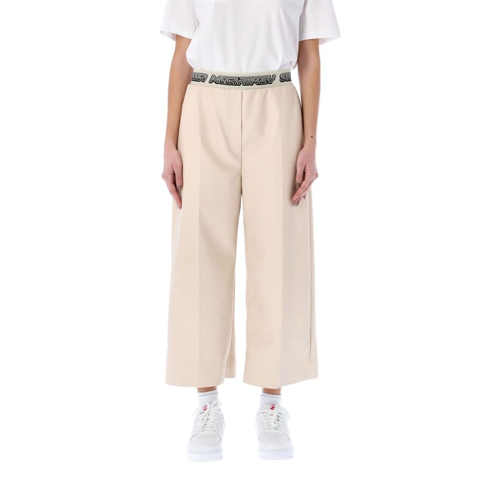 Stella Mccartney Logo Waistband Cropped Trousers In White