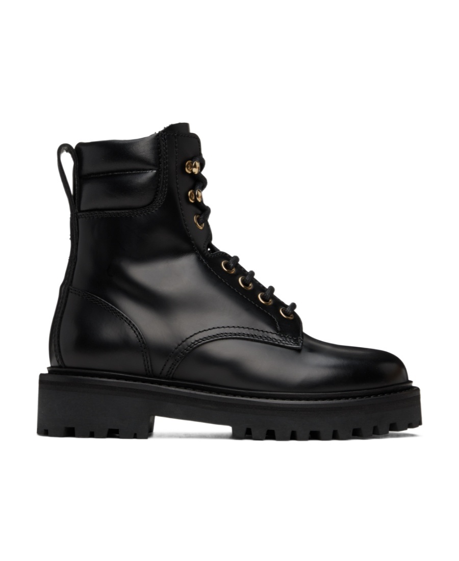 Isabel Marant Round Head Lace Up Ankle Boots In Black
