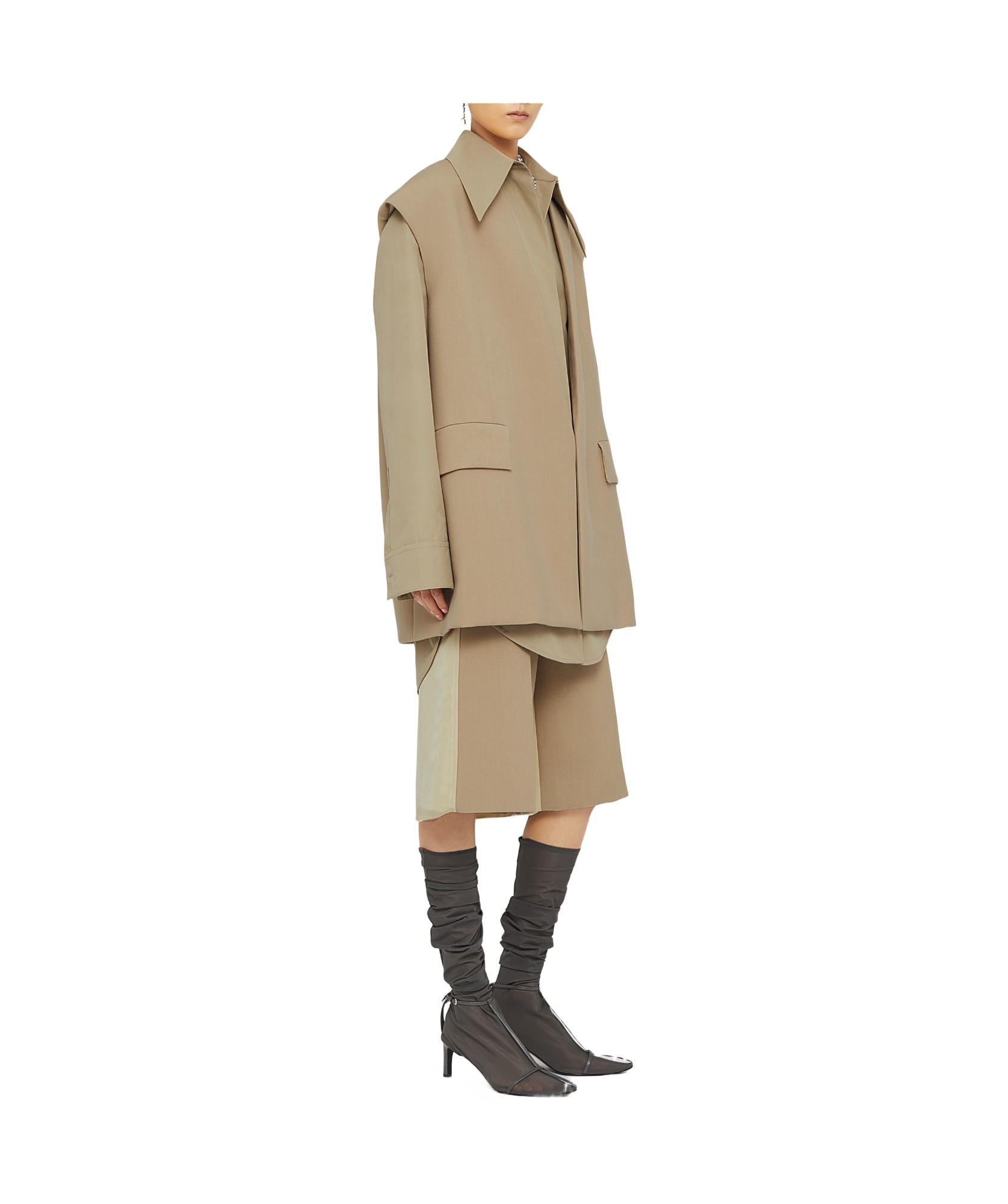 Jil Sander Wool Tailored Bermuda Shorts In Nude