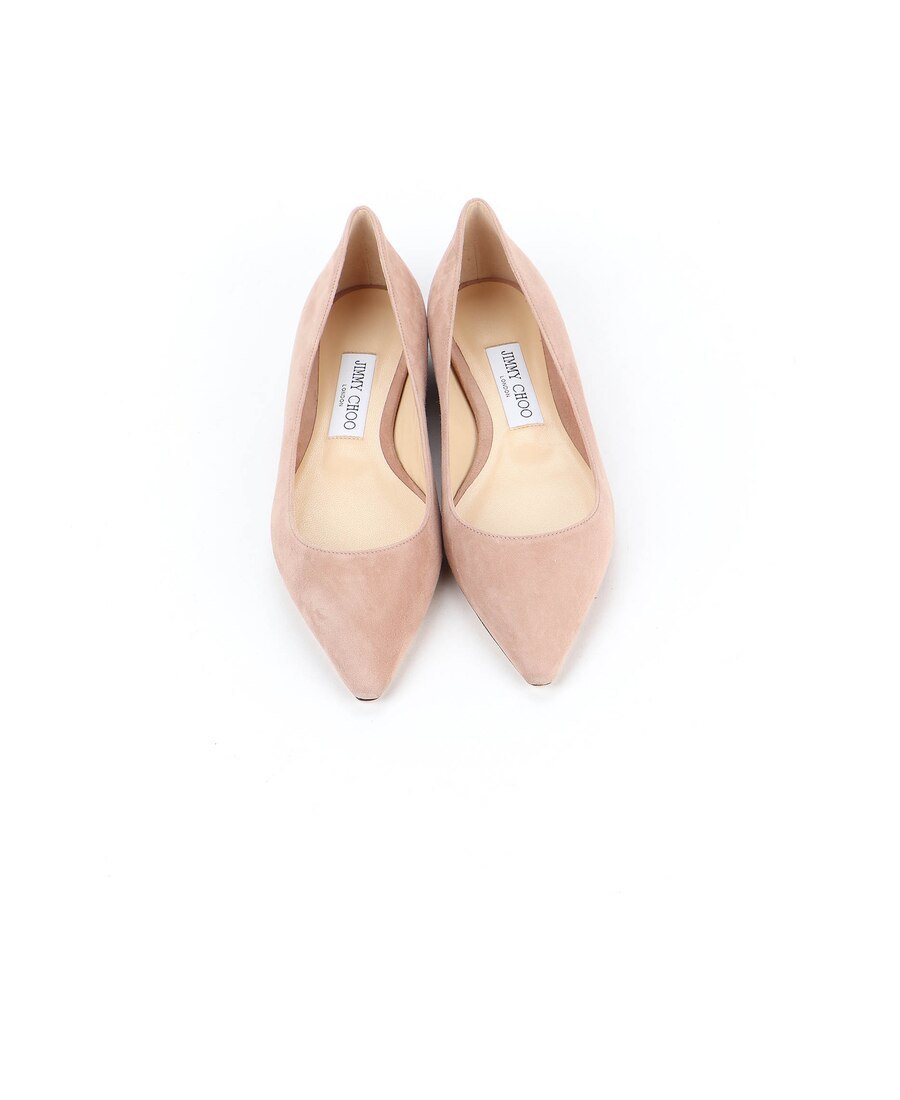 Jimmy Choo Pointed Flat-soled Ballet Shoes In Nude