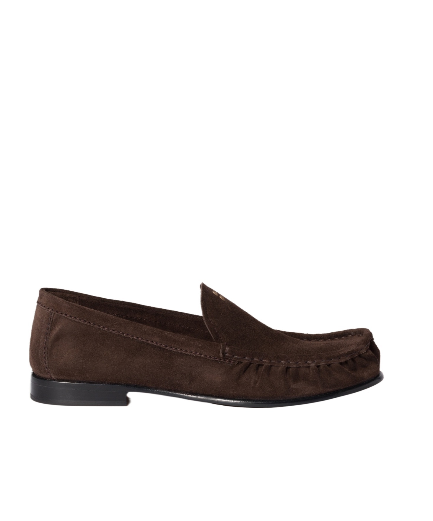 Miu Miu Logo-print Suede Loafers In Brown