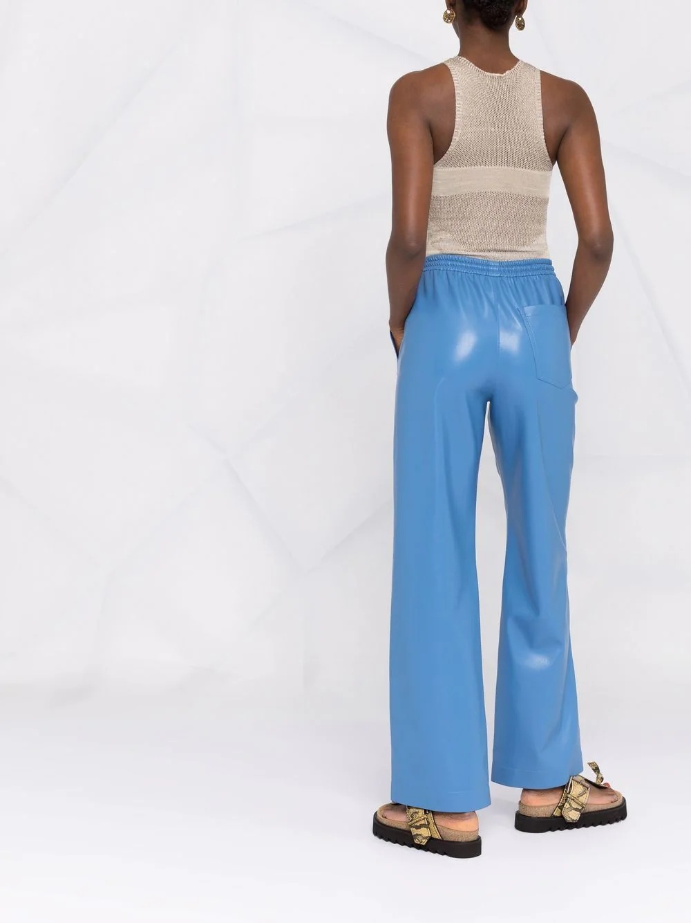 Nanushka Faux-leather Drawstring-waist Trousers In Blue