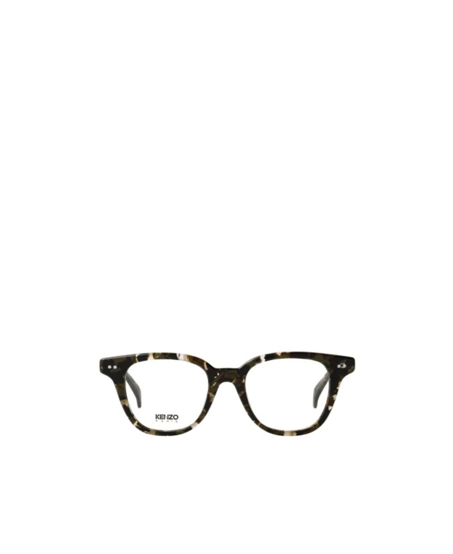 Kenzo Camouflage-pattern Round-frame Glasses In Black