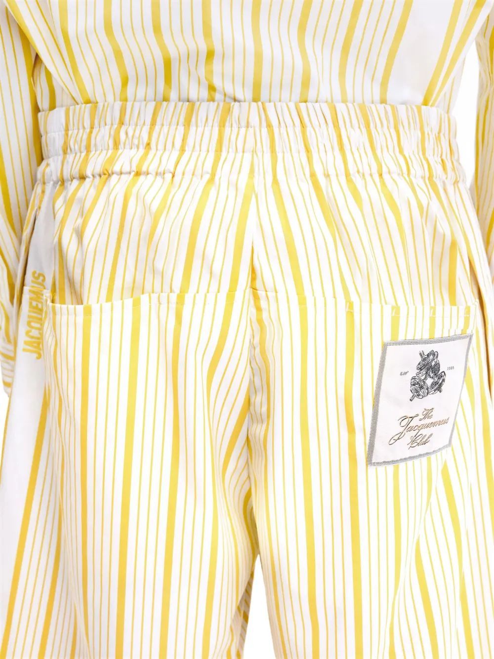 Jacquemus Aloe Striped Pattern Elastic Waistband Shorts In Neutral
