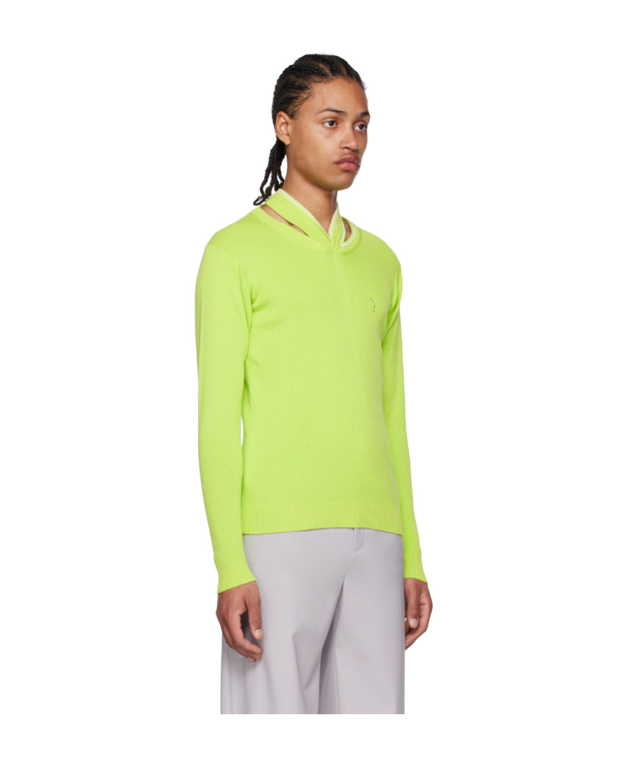 Y/project Hollow-out Design Of Long-sleeved Knitted Sweater In Green