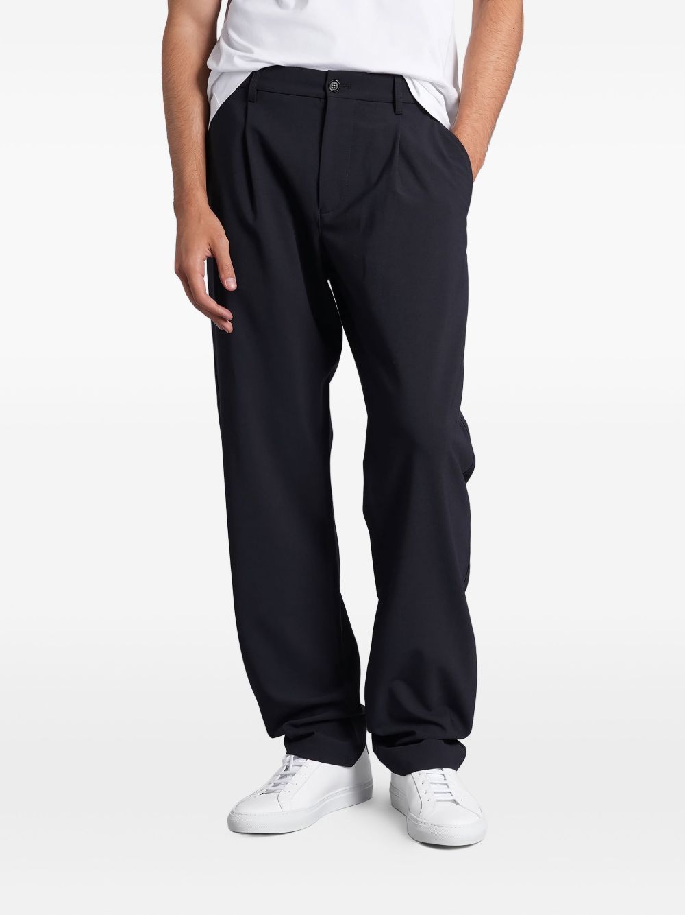 Aspesi Flannel High Rise Straight Pants In Black
