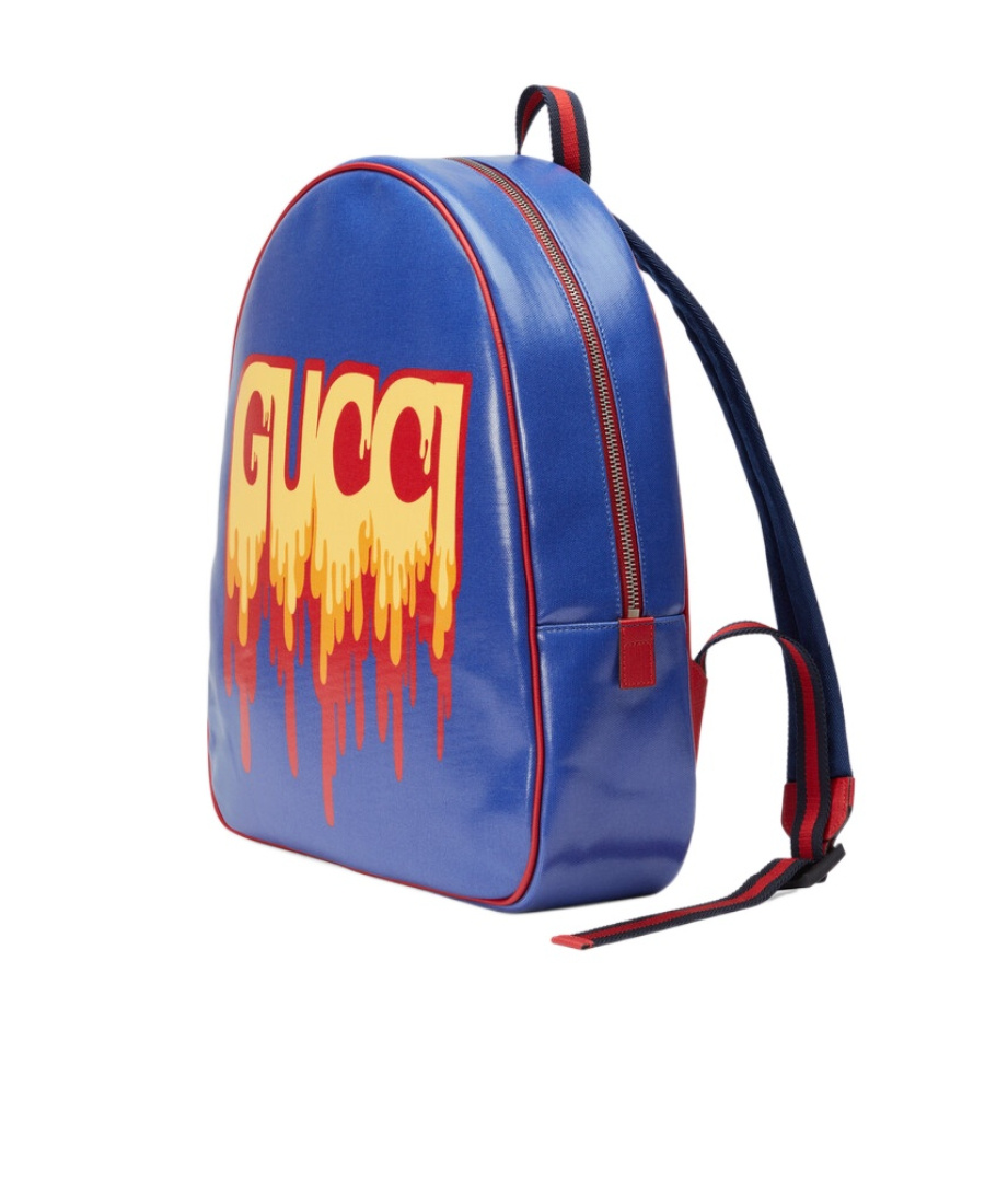 Gucci Drip Logo-print Backpack In Blue