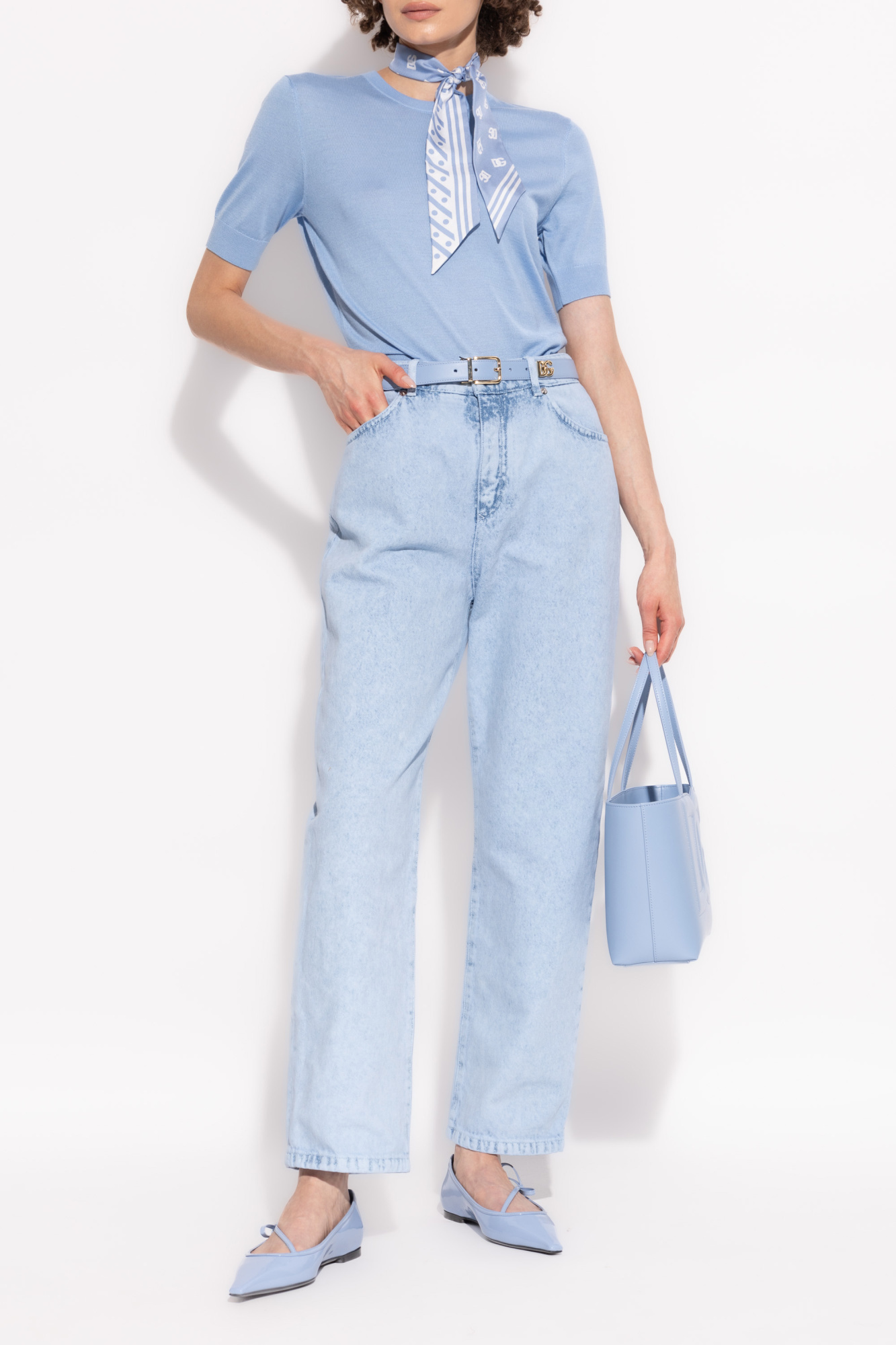 Dolce & Gabbana High-waisted Slim-legged Jeans In Blue