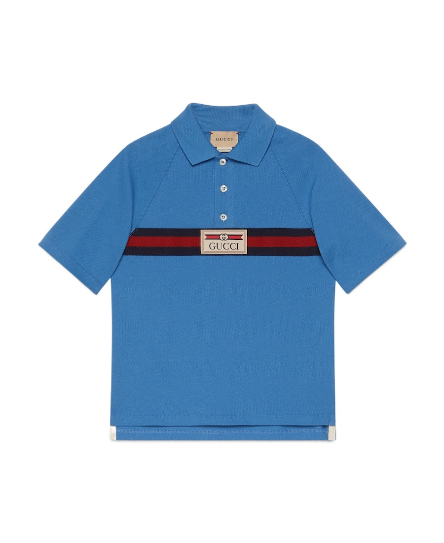 GUCCI WEB STRIPE COTTON POLO SHIRT 