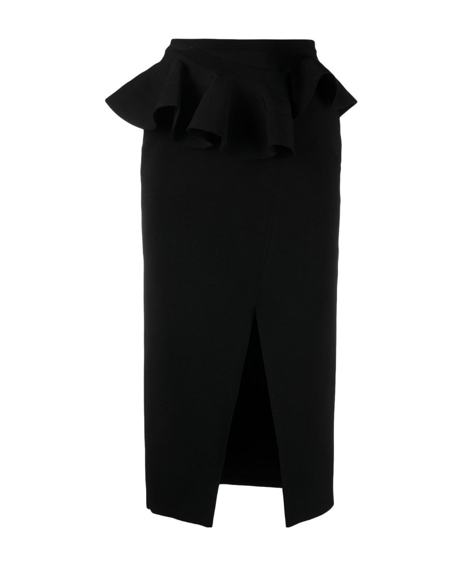 Shop Alexander Mcqueen Ruffle-detail High-waisted Skirt In Black
