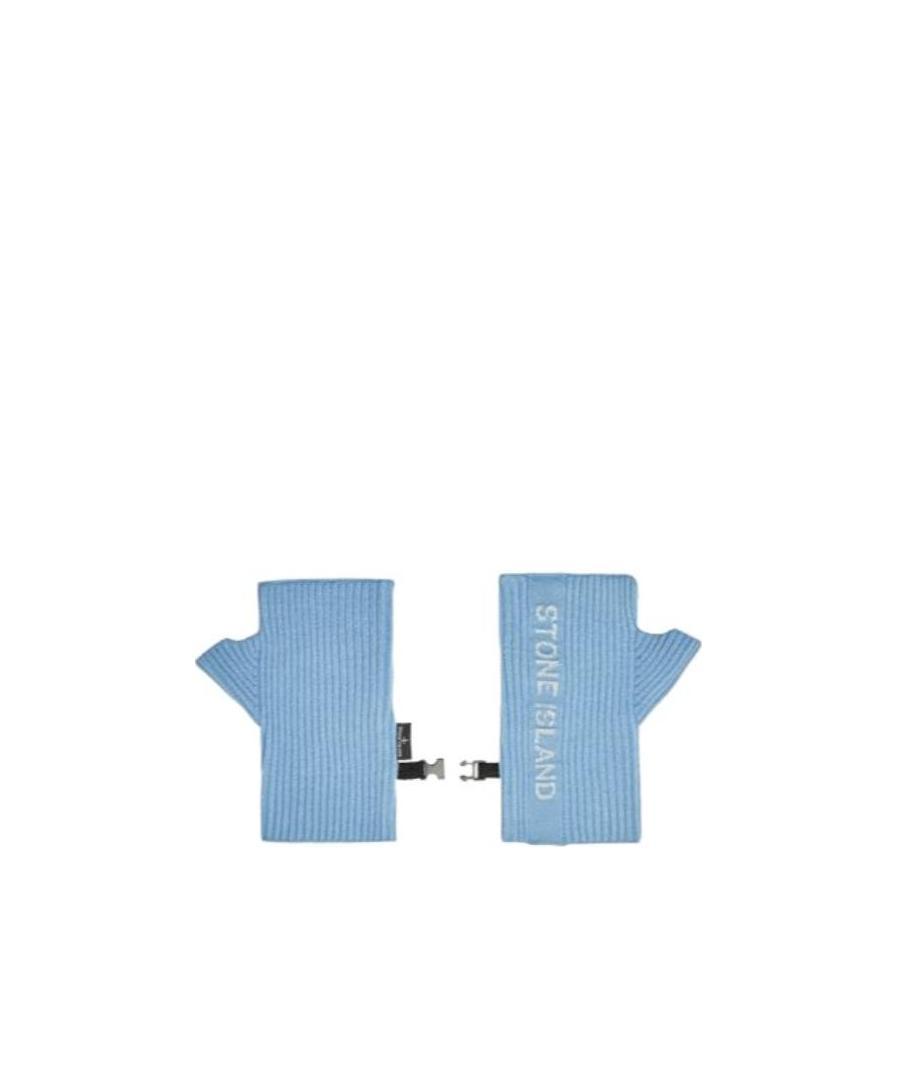 Stone Island Logo Gloves In Blue
