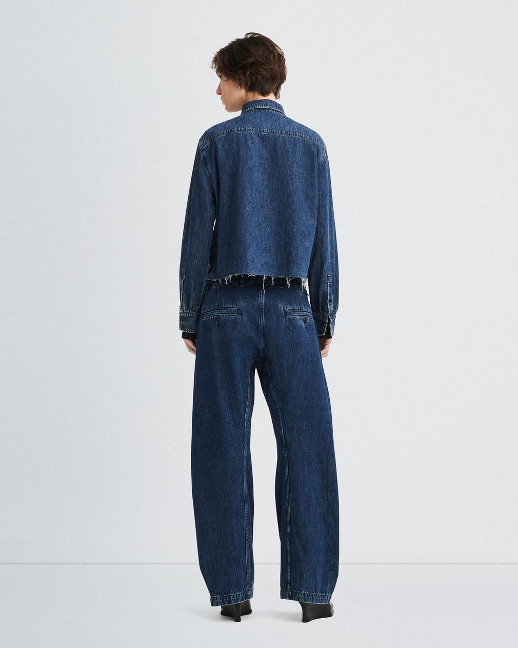 Shop Rag & Bone Maxine Cropped Denim Shirt In Blue