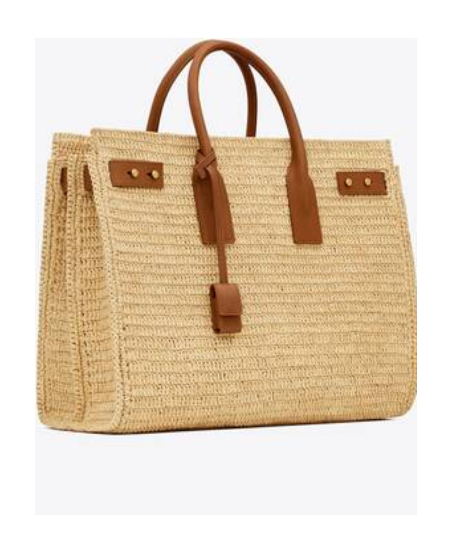 Saint Laurent Raffia Medium Sac De Jour Shopping Bag In Nude