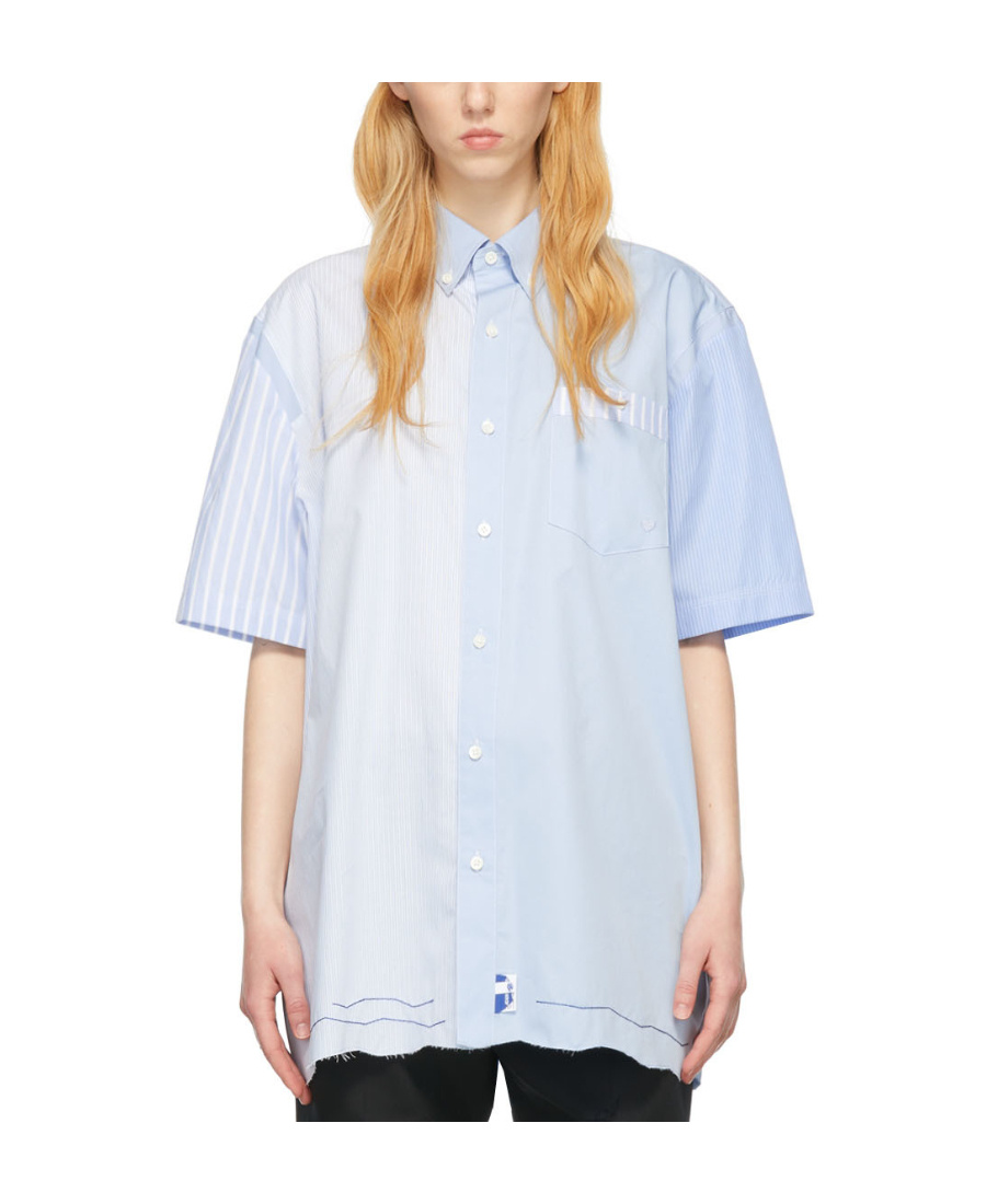 Ader Error Logo Double Short-sleeved Shirt In Blue