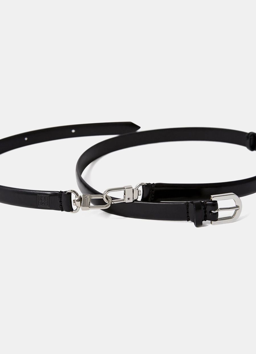 Totême Crocodile-effect Lobster Claw-fastened Belt In Black