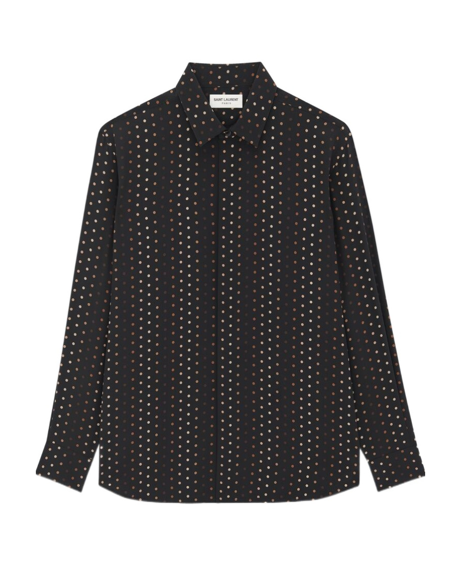 Saint Laurent Polka-dot Print Shirt In Black