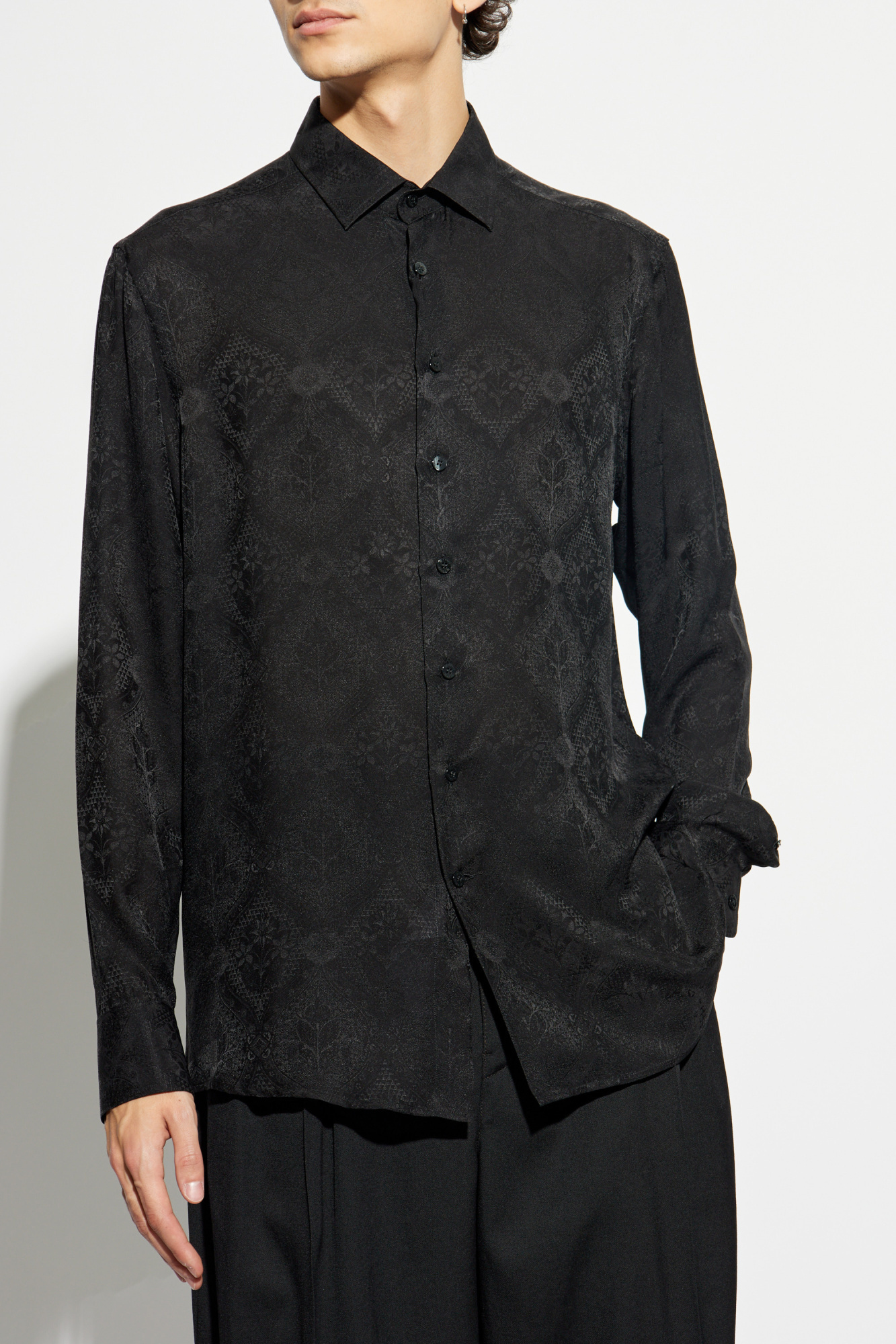 Etro Floral Jacquard Roma Shirt In Black