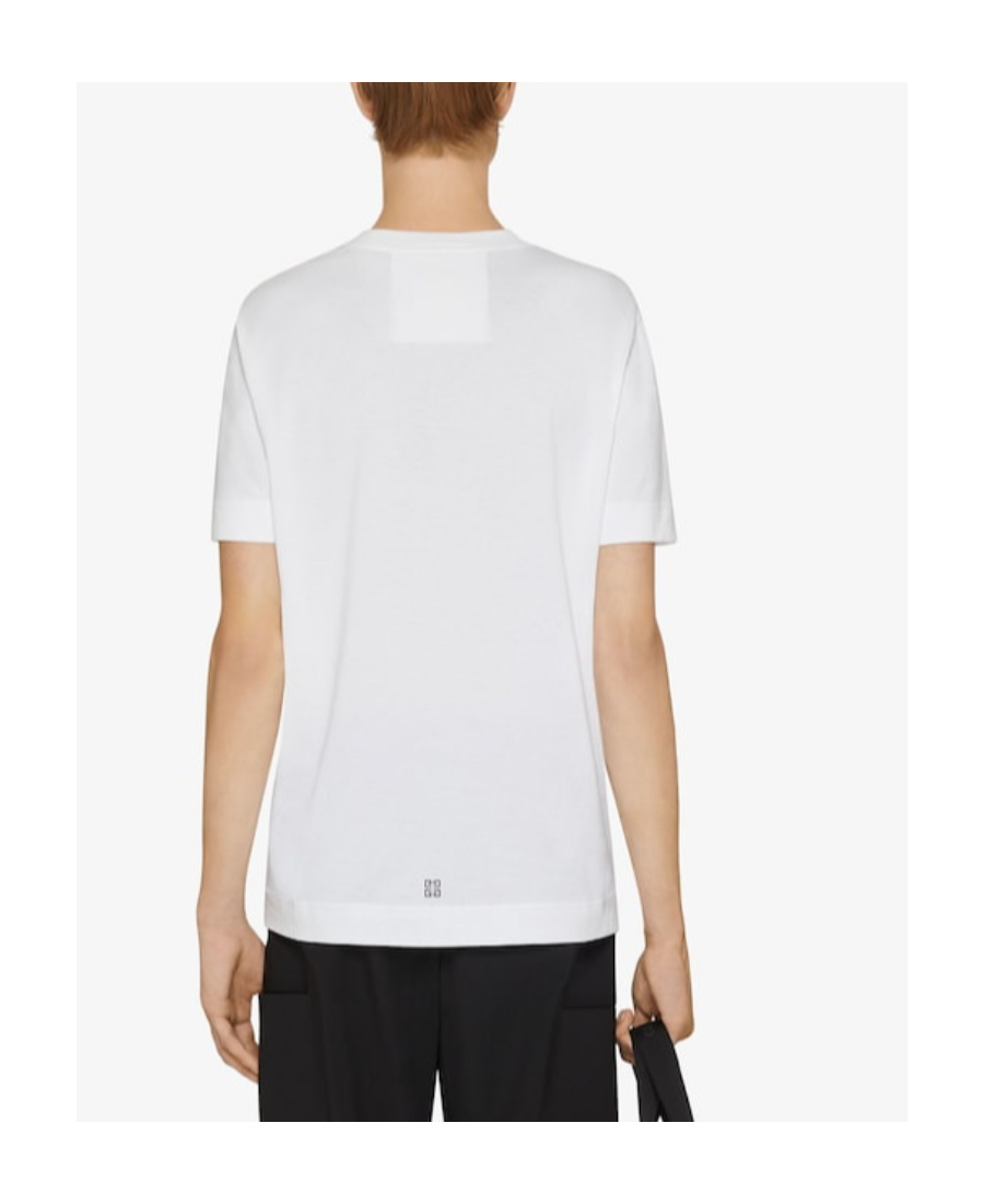 Givenchy White Crewneck T-shirt With Logo Print In Cotton Man In White
