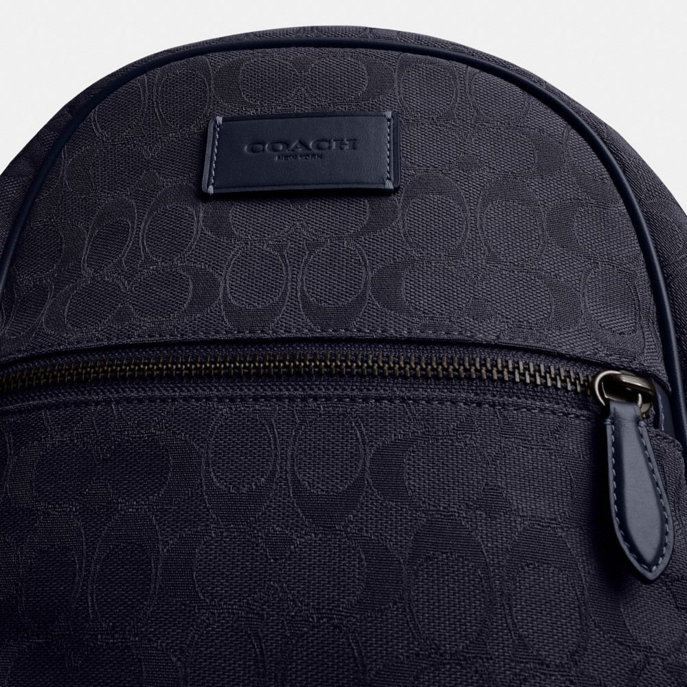 Coach Theo Backpack In Signature Jacquard In Midnight Navy