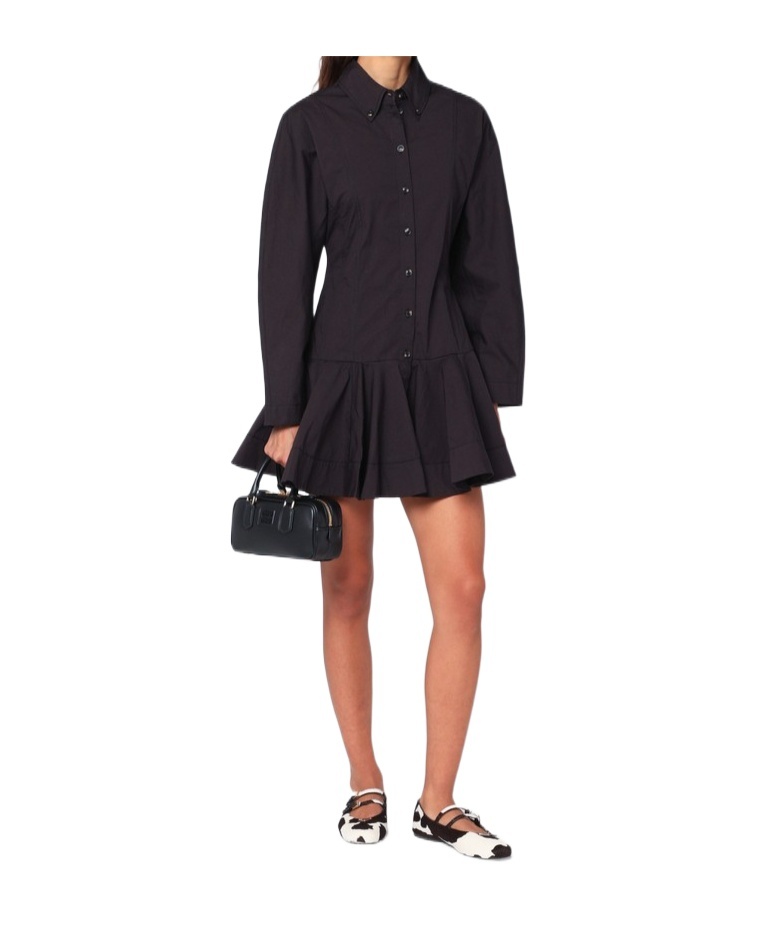 Ganni Women Short Chemisier Dress In Black