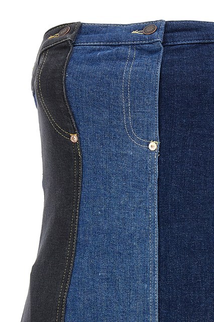 Moschino Fitted Strapless Mini Dress With Contrast Stitching In Blue