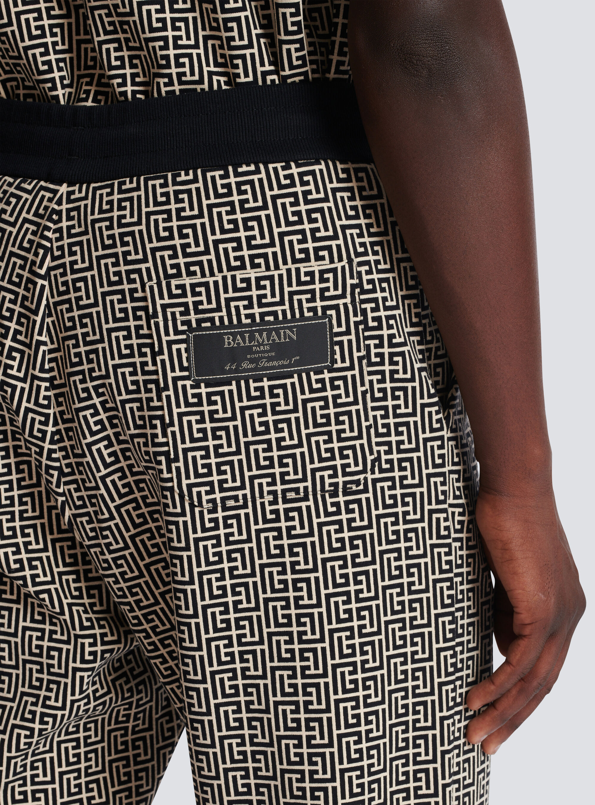 Balmain Monogram-jacquard Drawstring-waistband Track Pants In Gray