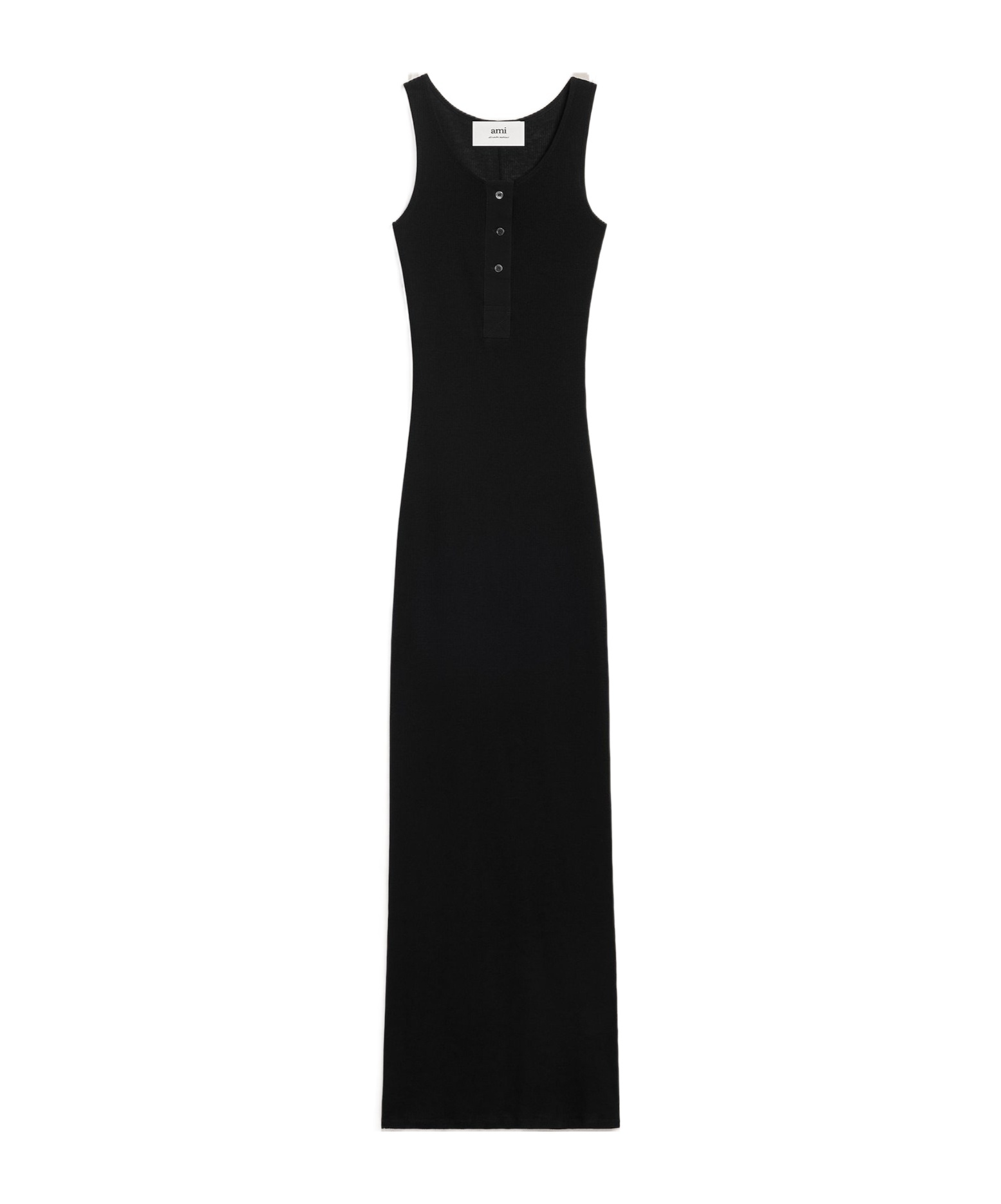 Ami Alexandre Mattiussi Ami Paris Black Cotton Long Dress With Buttons Women In Black