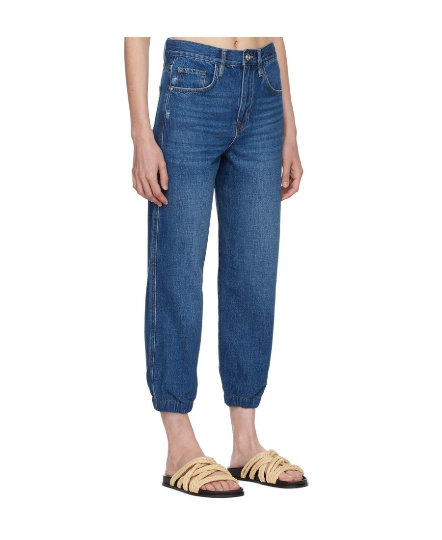 Frame Mid-rise Cropped Jeans In Blue