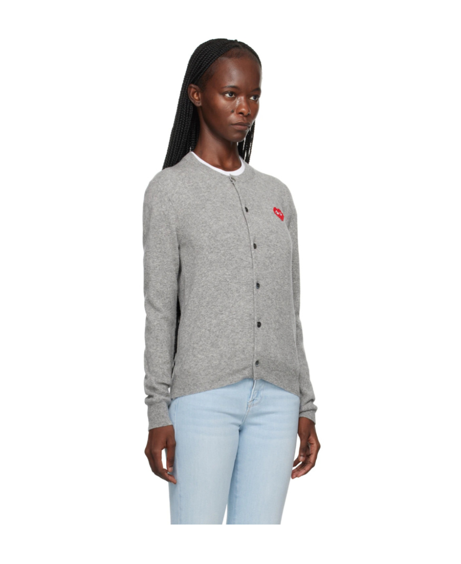 Comme Des Garçons Play Comme Des Gar Ç Ons Play X Invader Logo Cardigan In Gray