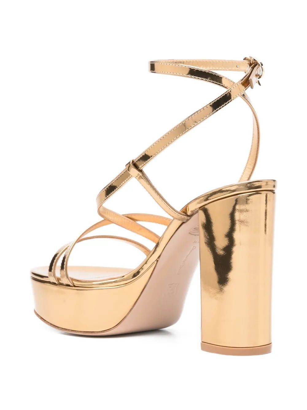 Gianvito Rossi 100mm Metallic Leather Sandals In Gold