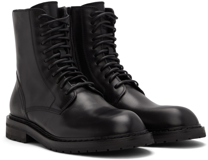 Ann Demeulemeester Round Toe Ankle Boots In Black