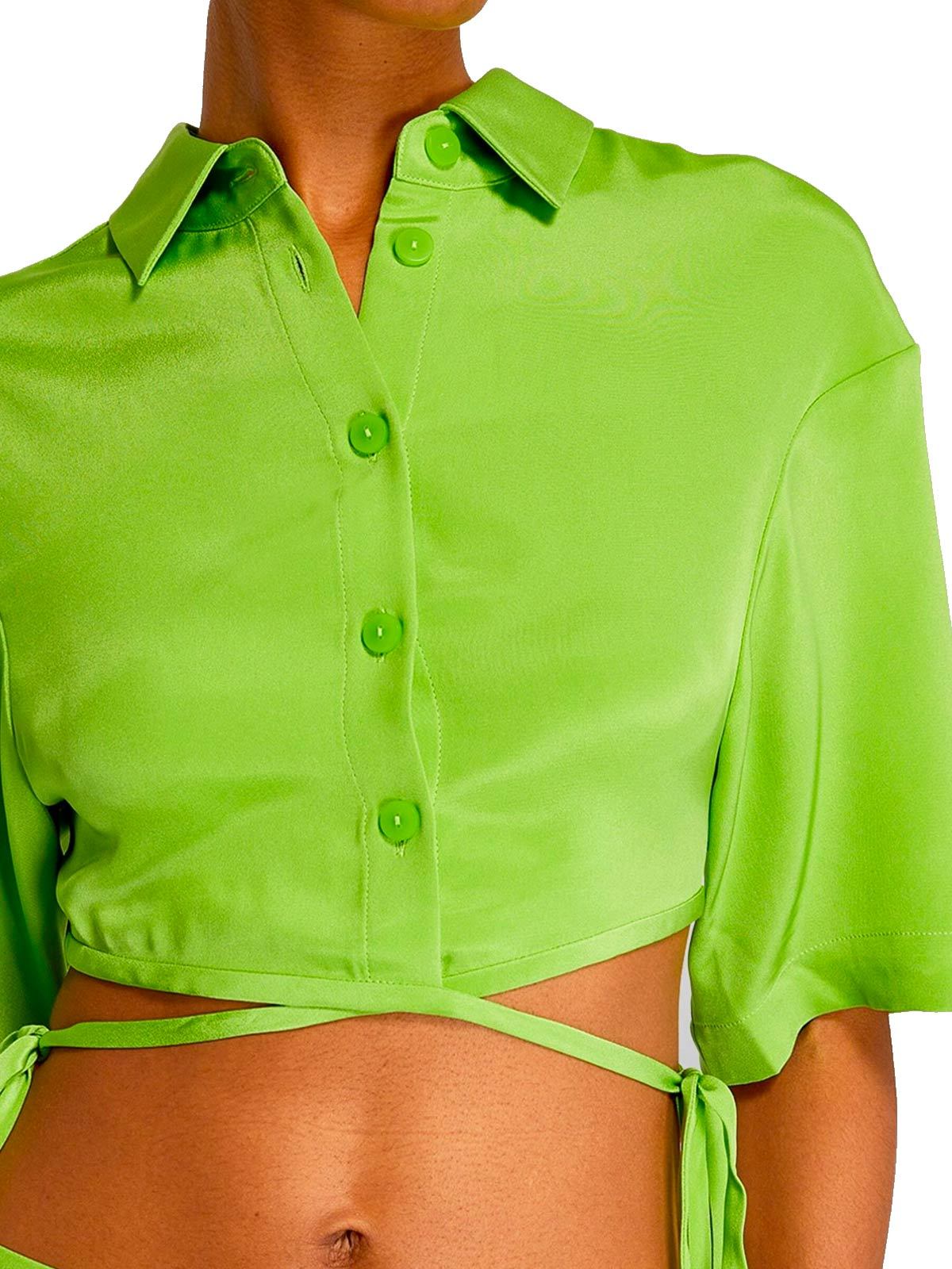 Christopher Esber Cropped Tie-fastening Shirt In Green