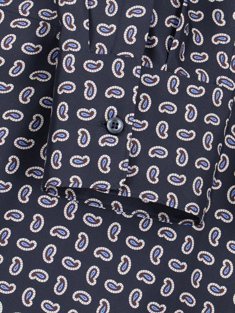 Prada Paisley Print Silk Shirt In Blue