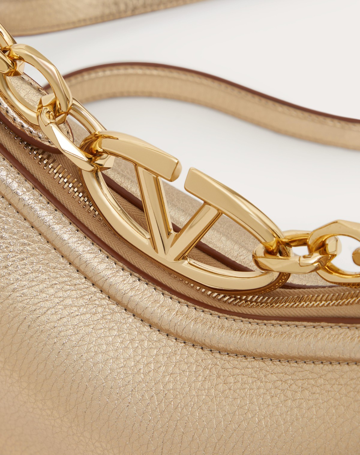 Valentino Mini Vlogo Moon Chain Shoulder Bag In Nude