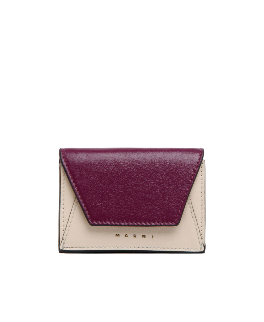 MARNI PURPLE AND WHITE LEATHER TRI-FOLD WALLET