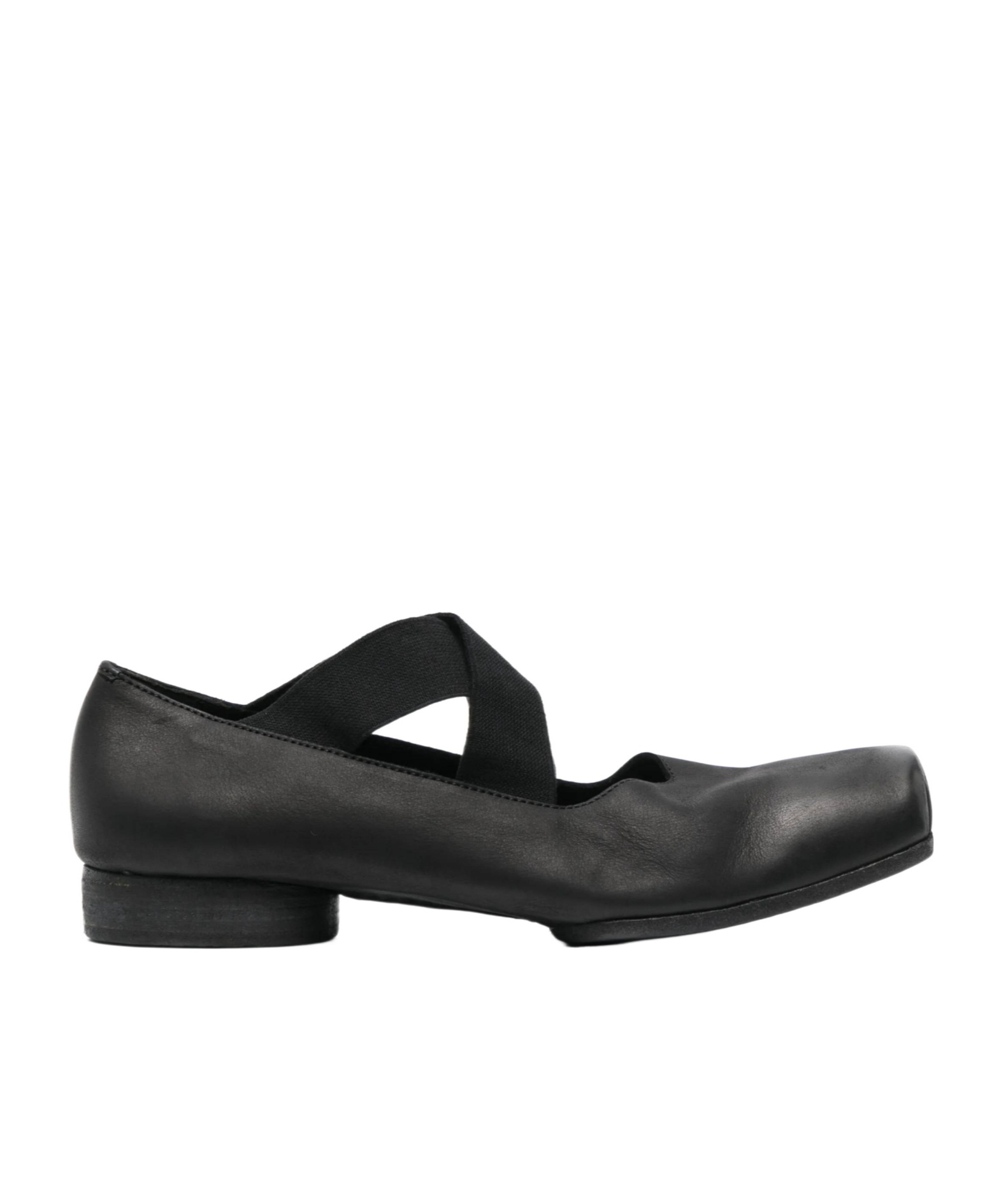 Uma Wang 23mm Square-toe Leather Ballerina Shoes In Black