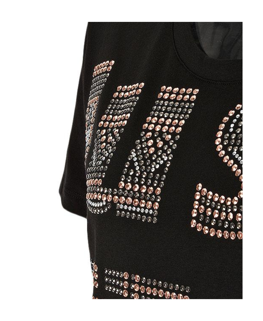 Just Cavalli Letter Hot Diamond Short-sleeved T-shirt In Black